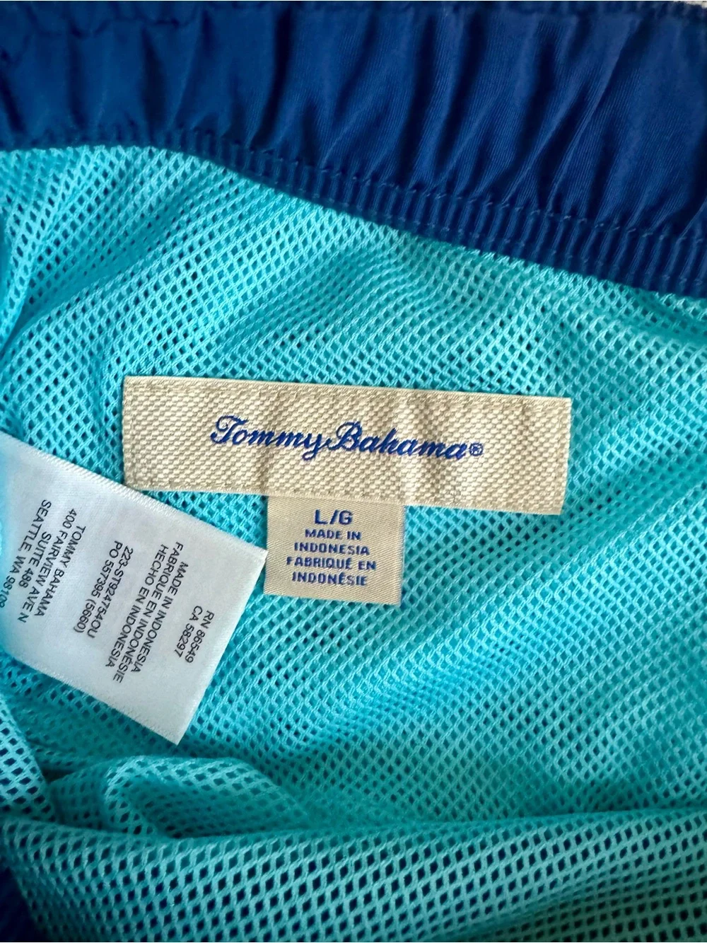 Tommy Bahama Blue Swim Shorts with Aqua Mesh Lining